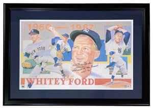 Whitey Ford Signed Framed Yankees Chairman Of The Board Inscribed Lithograph BAS - Sports Integrity