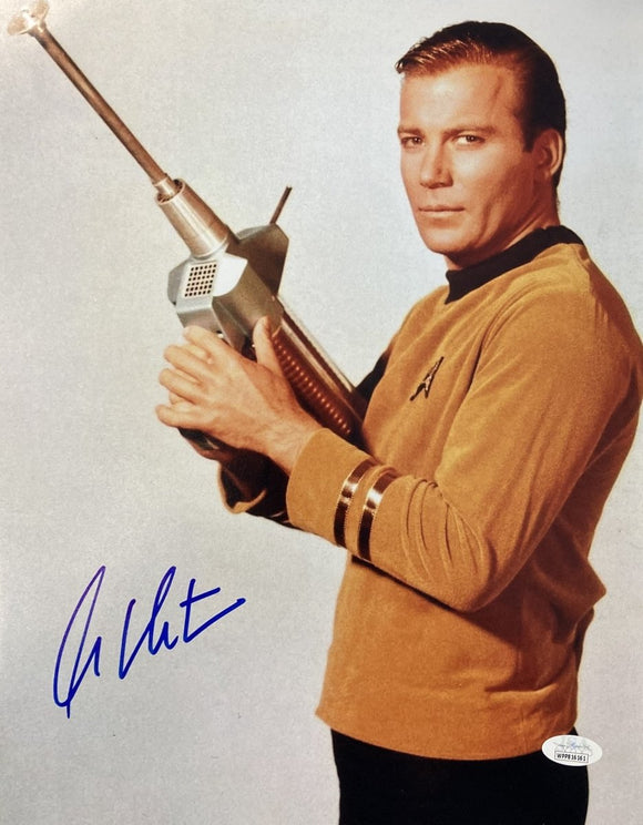 William Shatner Signed 11x14 Star Trek Photo w/ Gun JSA ITP - Sports Integrity