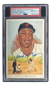 Willie McCovey Giants Signed 4x6 Perez - Steele Postcard PSA/DNA Gem MT 10 - Sports Integrity