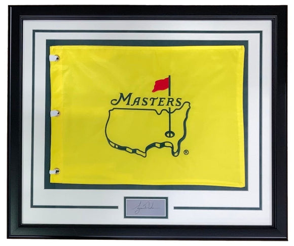 Tiger Woods Framed Undated Masters Flag w/ Laser Engraved Signature - Sports Integrity