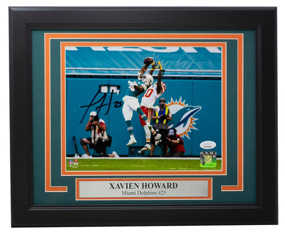 Xavien Howard Signed Framed Miami Dolphins 8x10 Football Photo JSA ITP - Sports Integrity