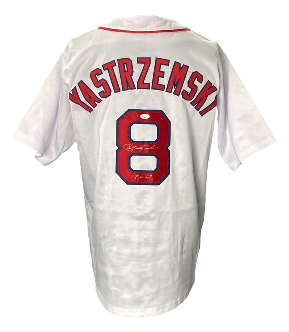 Carl Yastrzemski Signed Custom White Pro - Style Baseball Jersey TC 67 JSA - Sports Integrity