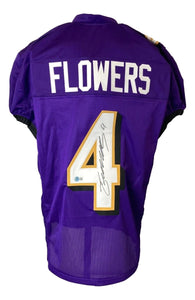 Zay Flowers Baltimore Signed Purple Pro - Cut Football Jersey BAS - Sports Integrity